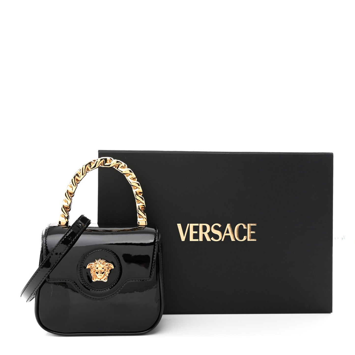 Patent Mini La Medusa Bag Black