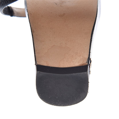 Chanel Lambskin Patent Cap Toe CC Slingback Sandals 36 Black 11 of 15
