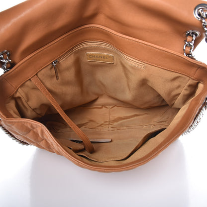 Chanel Washed Lambskin Chain Around Maxi Flap Bag Dark Beige 5 of 9