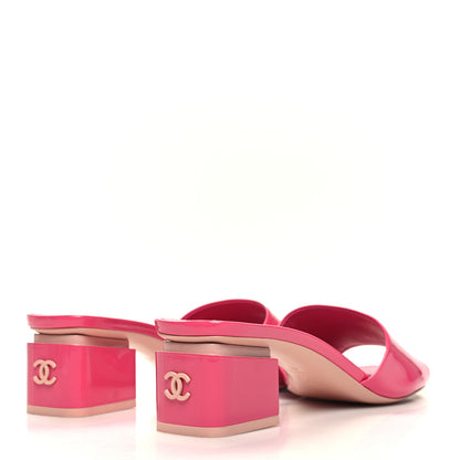 Chanel Patent Calfskin CC Mules 41 Dark Pink Light Pink 4 of 8