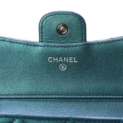 Chanel Metallic Lambskin Quilted Compact Flap Wallet Turquoise 6 of 10
