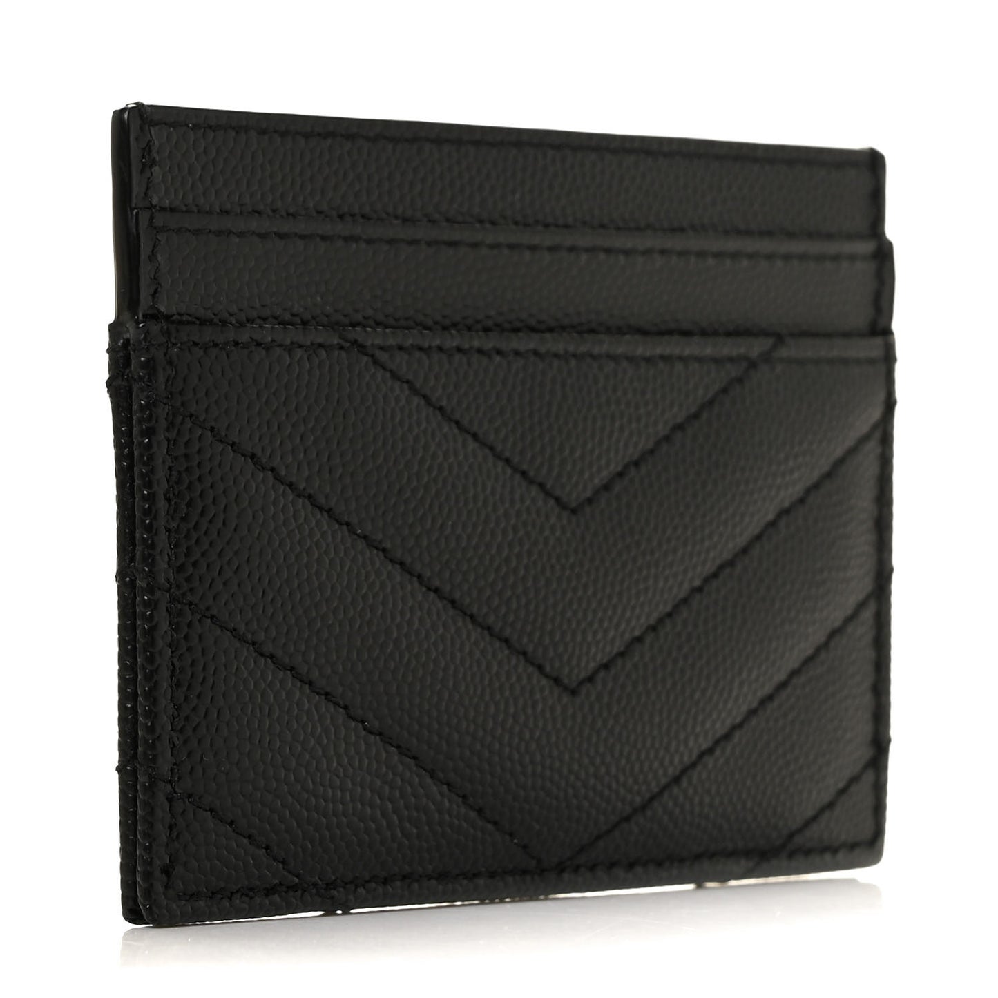 Grain De Poudre Matelasse Chevron Monogram Credit Card Case Black