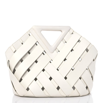 Bottega Veneta Calfskin V Woven Drawstring Tote White 3 of 9