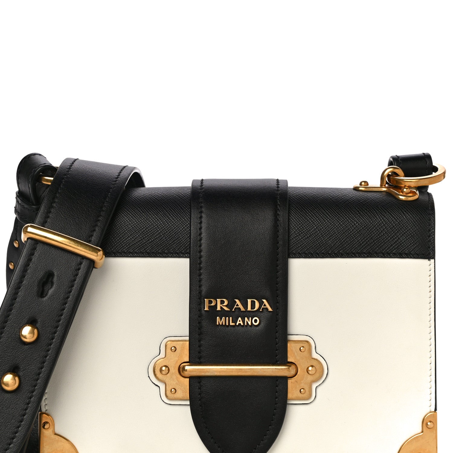 Prada City Calf Saffiano Large Cahier Bag White Black 7 of 10