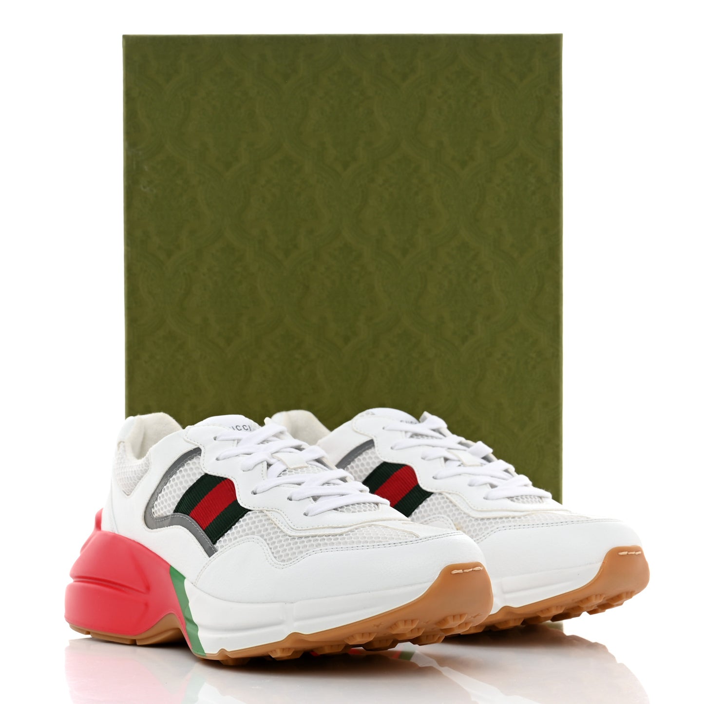 Lavaredo Eco Fabric Mesh Web Mens Rhyton Reflective Sneakers 8.5 Great 8.5 White Green Red Silver