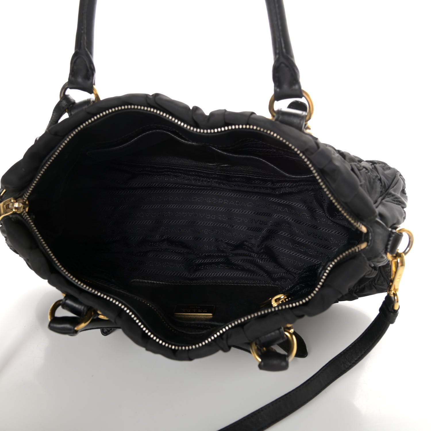 Prada Tessuto Nylon Gaufre Shopping Satchel Black 6 of 10