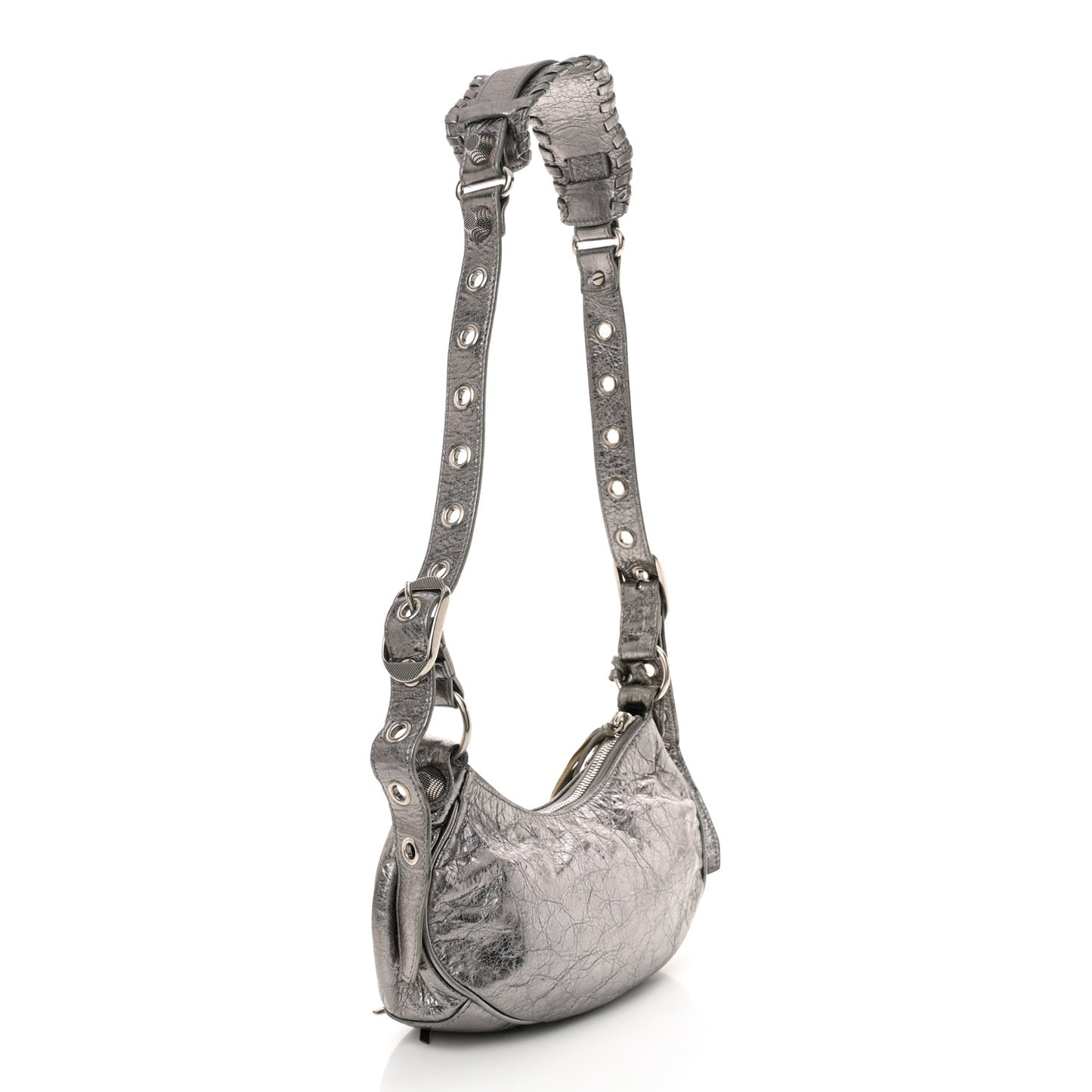 Metallic Agneau Arena Le Cagole Shoulder Bag XS Silver