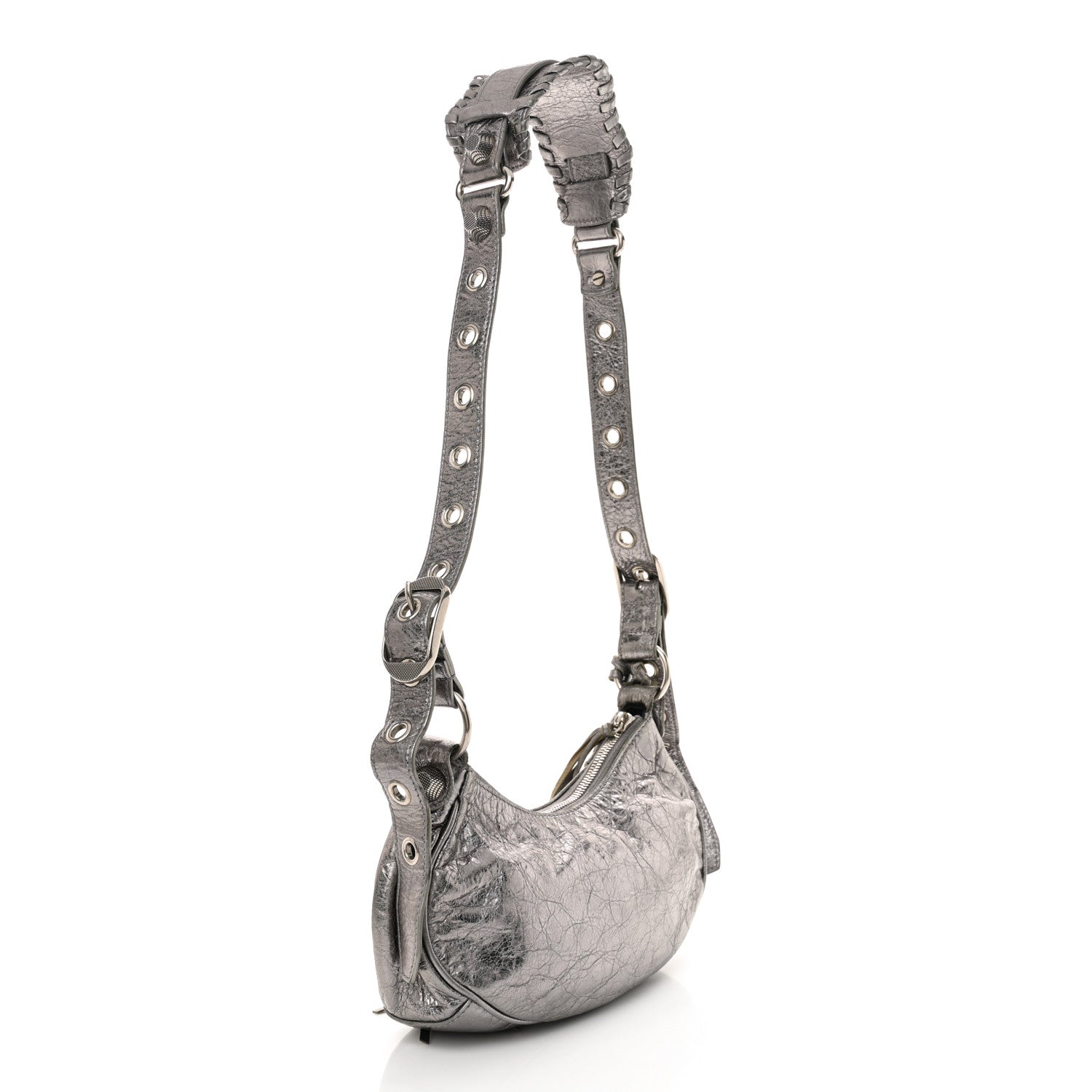 Balenciaga Metallic Agneau Arena Le Cagole Shoulder Bag XS Silver 4 of 14