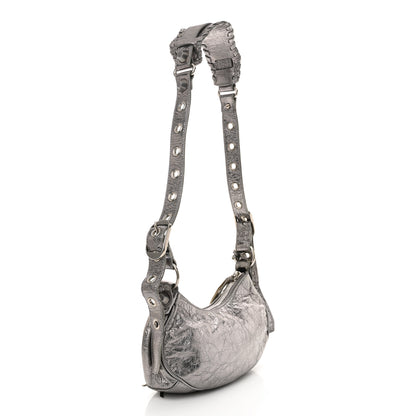 Balenciaga Metallic Agneau Arena Le Cagole Shoulder Bag XS Silver 4 of 14