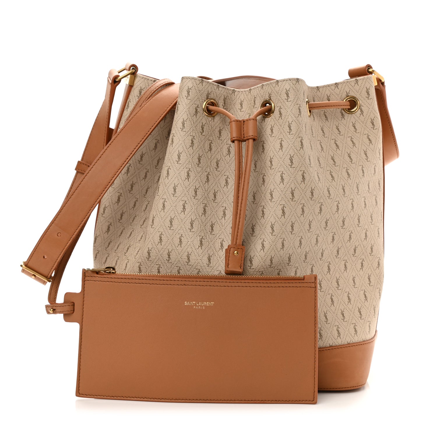 Canvas All-Over Monogram Bucket Bag Brown
