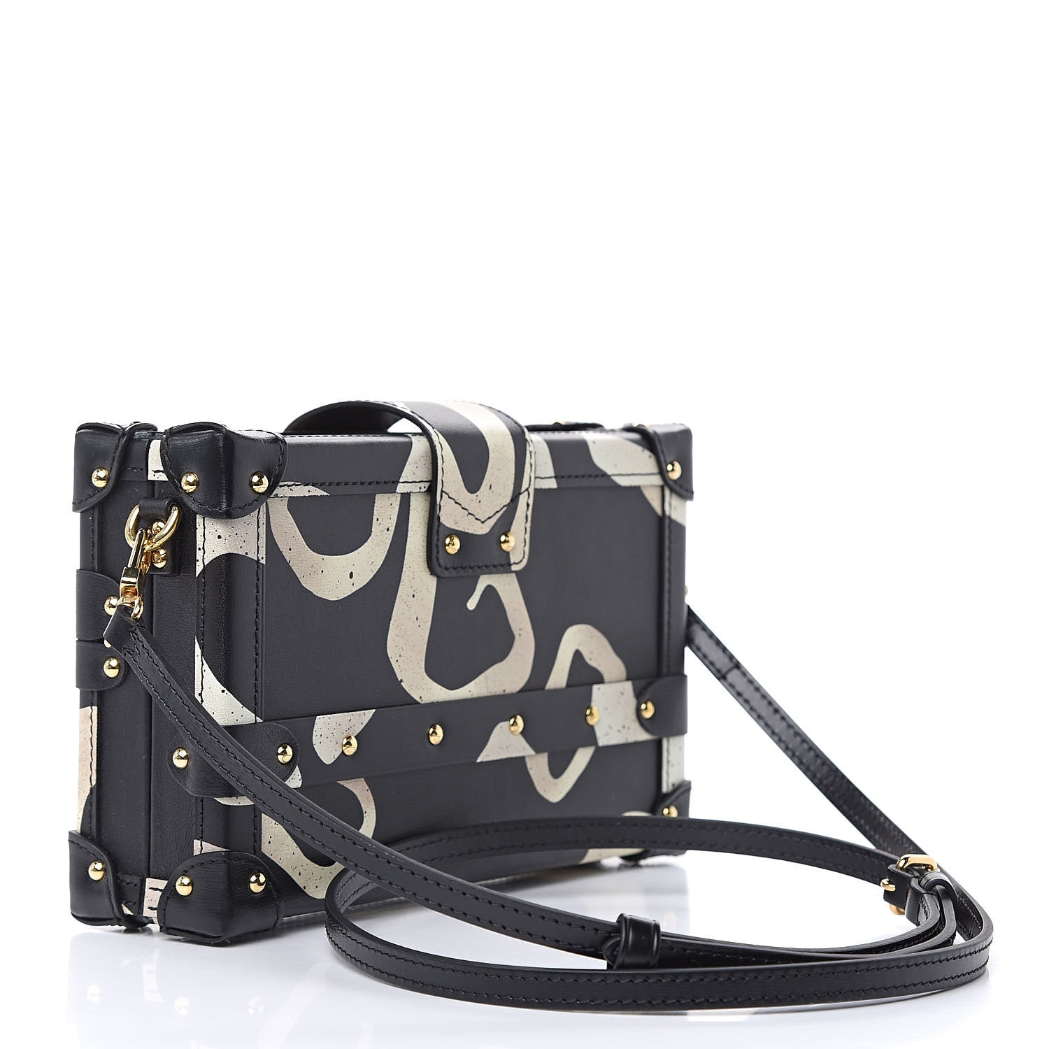 Louis Vuitton Calfskin Petite Malle Black White 3 of 10