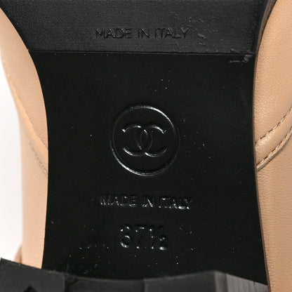Chanel Lambskin Logo Cap Toe Short Boots 37.5 Beige Black 7 of 8