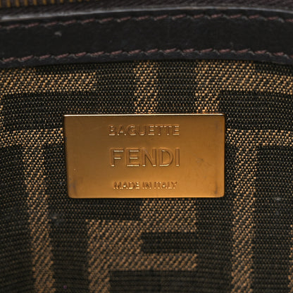 Fendi Fabric Jacquard FF 1974 Medium Baguette Tobacco Moro Black 6 of 10