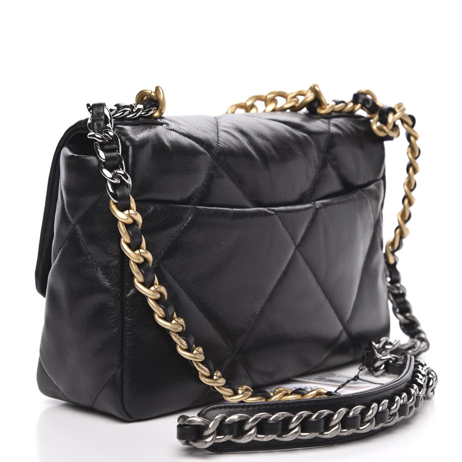 Chanel Shiny Goatskin Quilted Medium 19 Flap Black 3 of 11