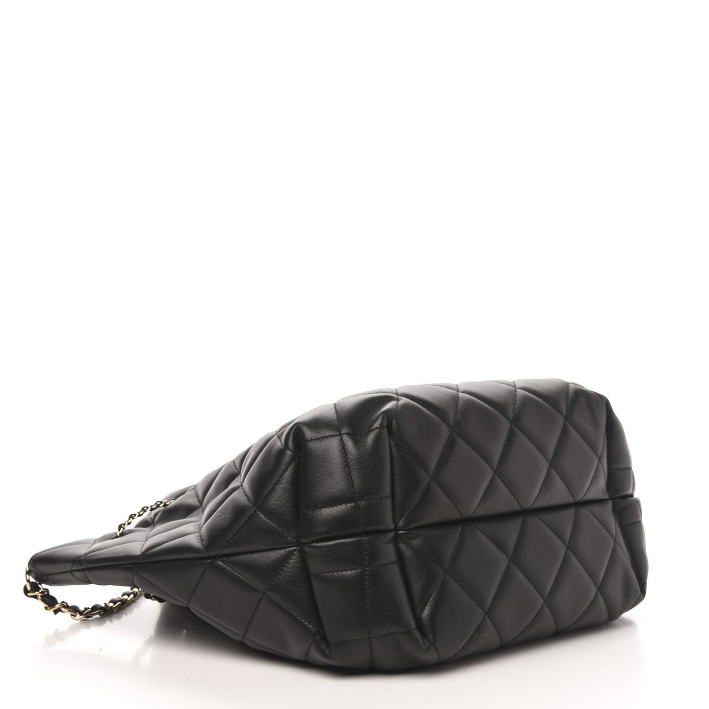 Lambskin Quilted CC Dweller Drawstring Tote Black
