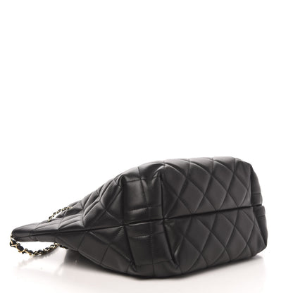 Chanel Lambskin Quilted CC Dweller Drawstring Tote Black 4 of 9