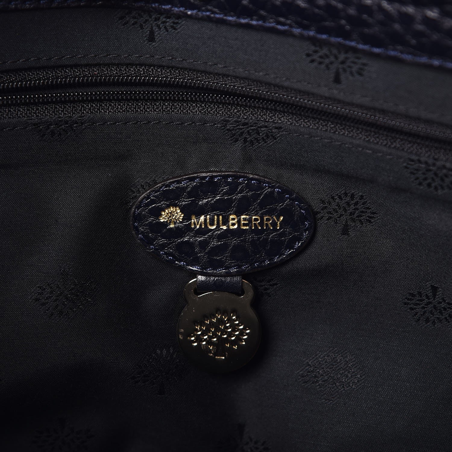 Mulberry Shiny Grain Polly Push Lock Satchel Midnight 7 of 10
