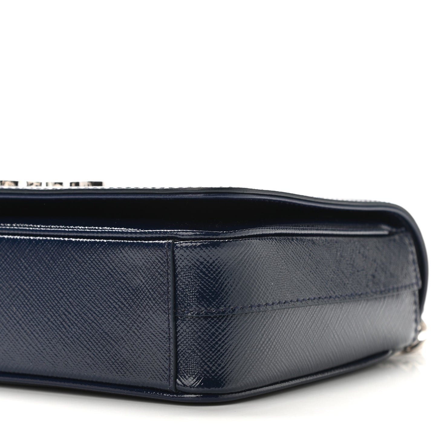 Saffiano Vernice Flap Chain Crossbody Bag Royal