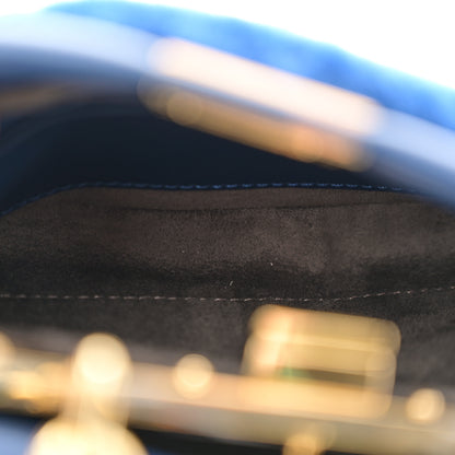 Fendi Shearling Shiny Nappa Micro Peekaboo Iconic Satchel Blue 5 of 11