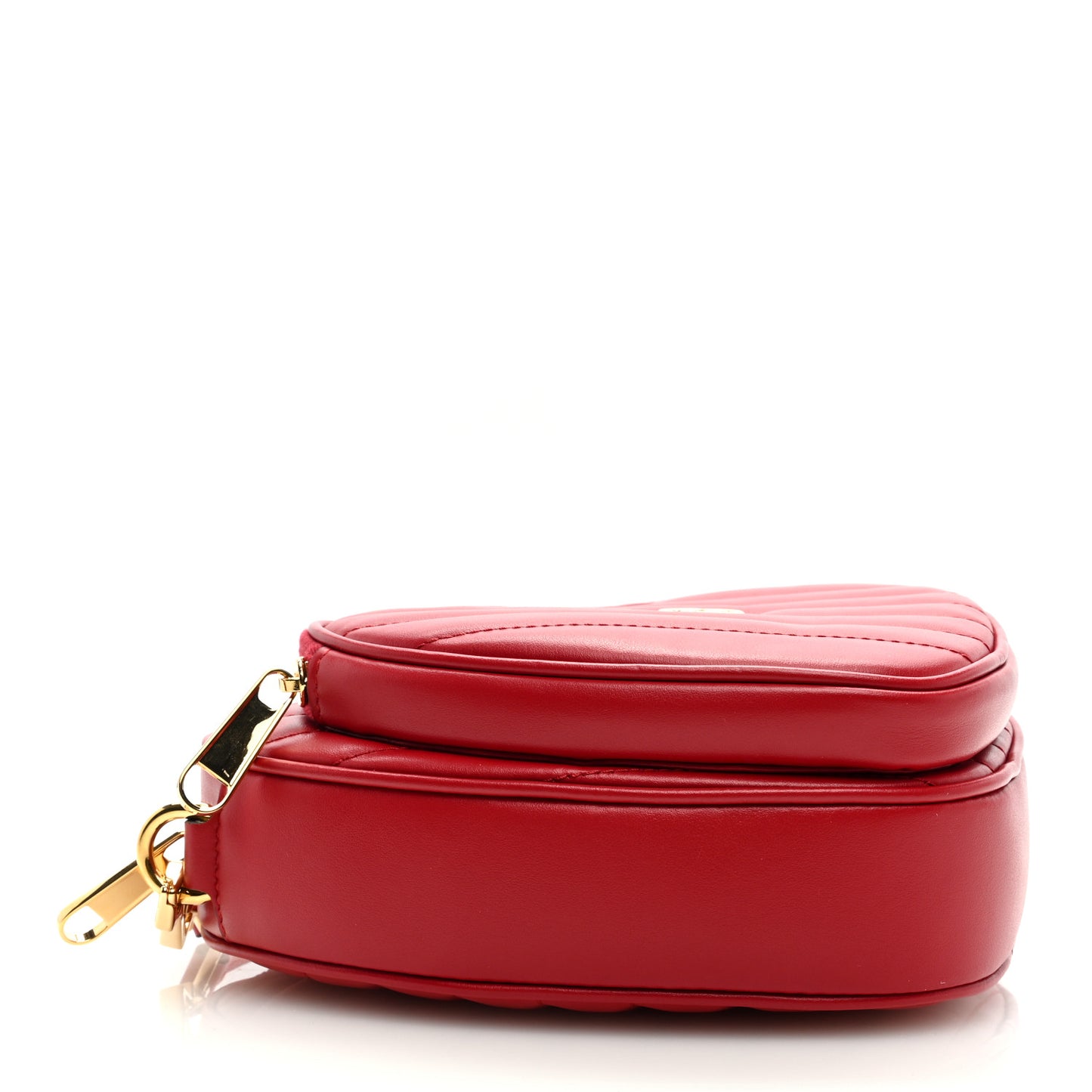 Calfskin Matelasse Diagonal Mini Interlocking G Heart Shoulder Bag Hibiscus Red