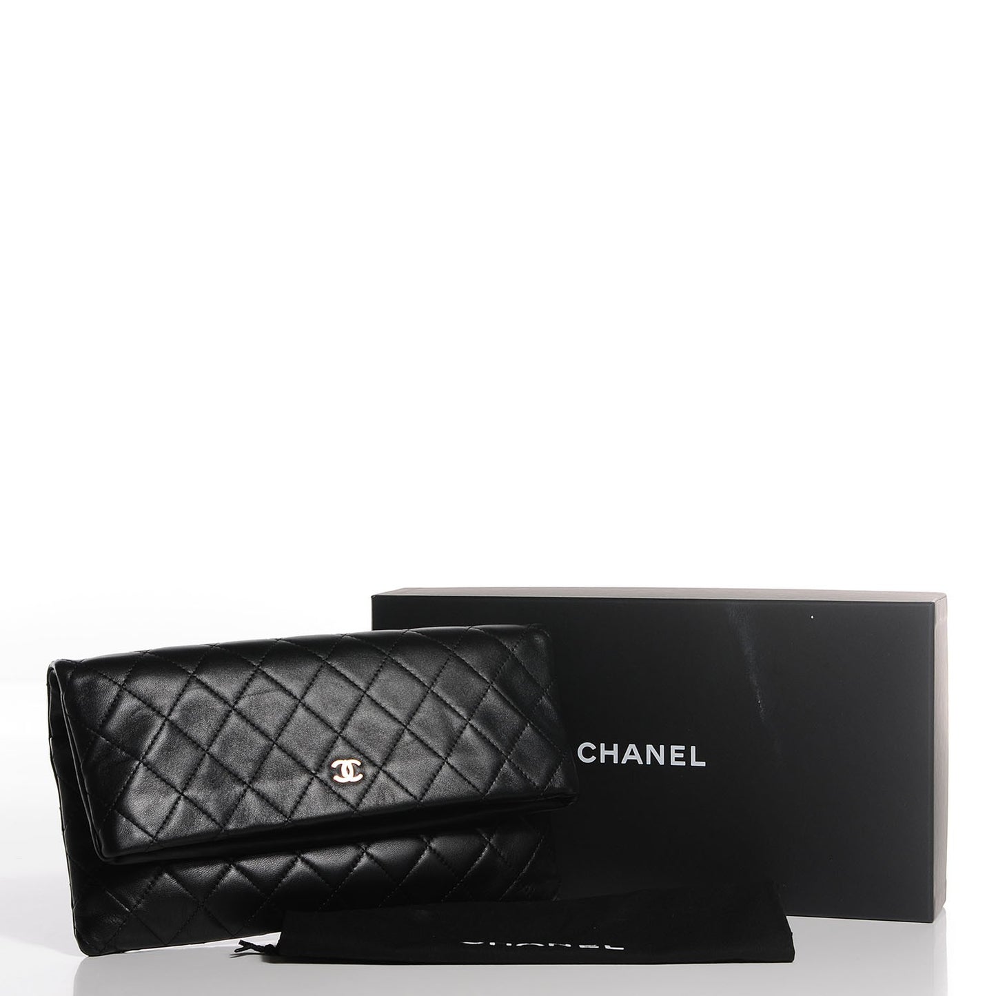 Lambskin Quilted CC Beauty Clutch Black