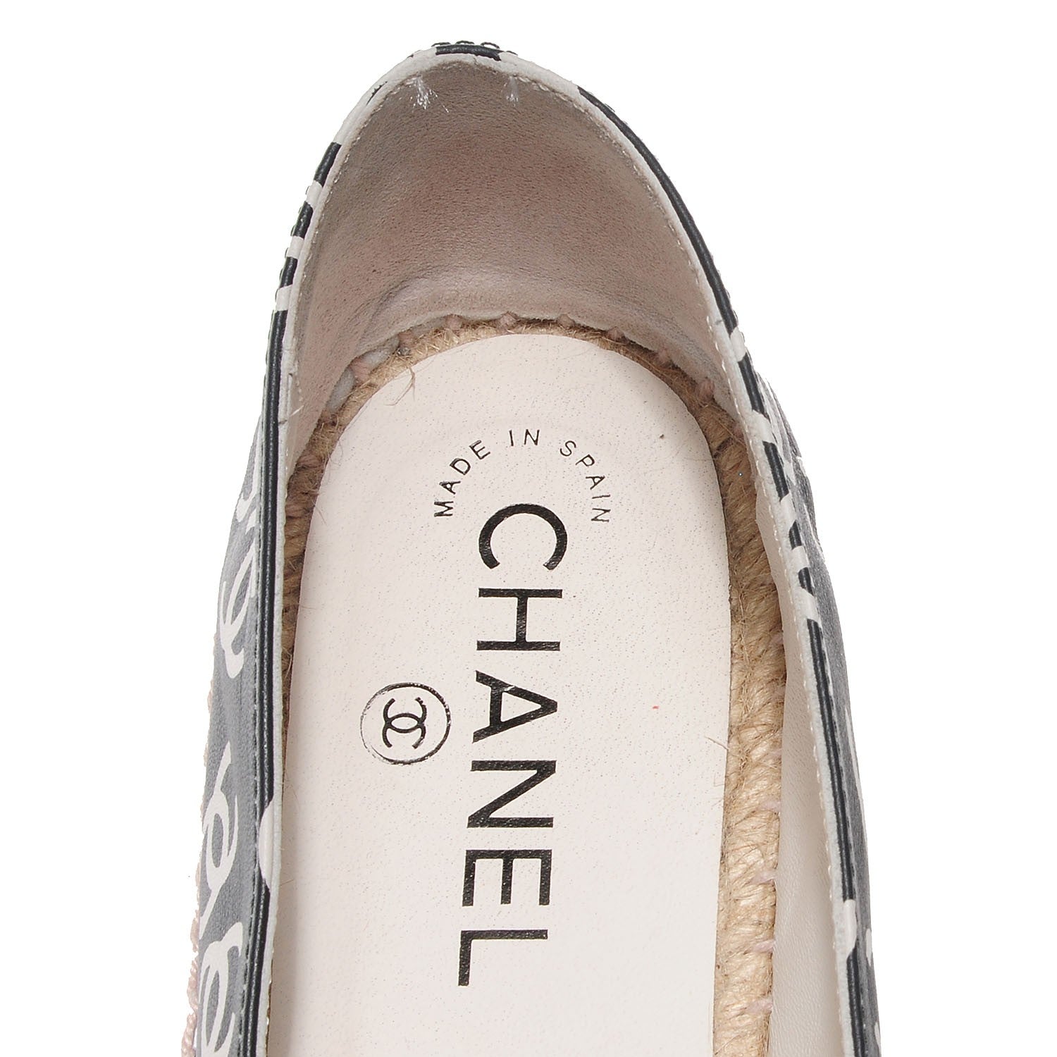 Chanel Lambskin Printed CC Espadrilles 38 Black White 7 of 8