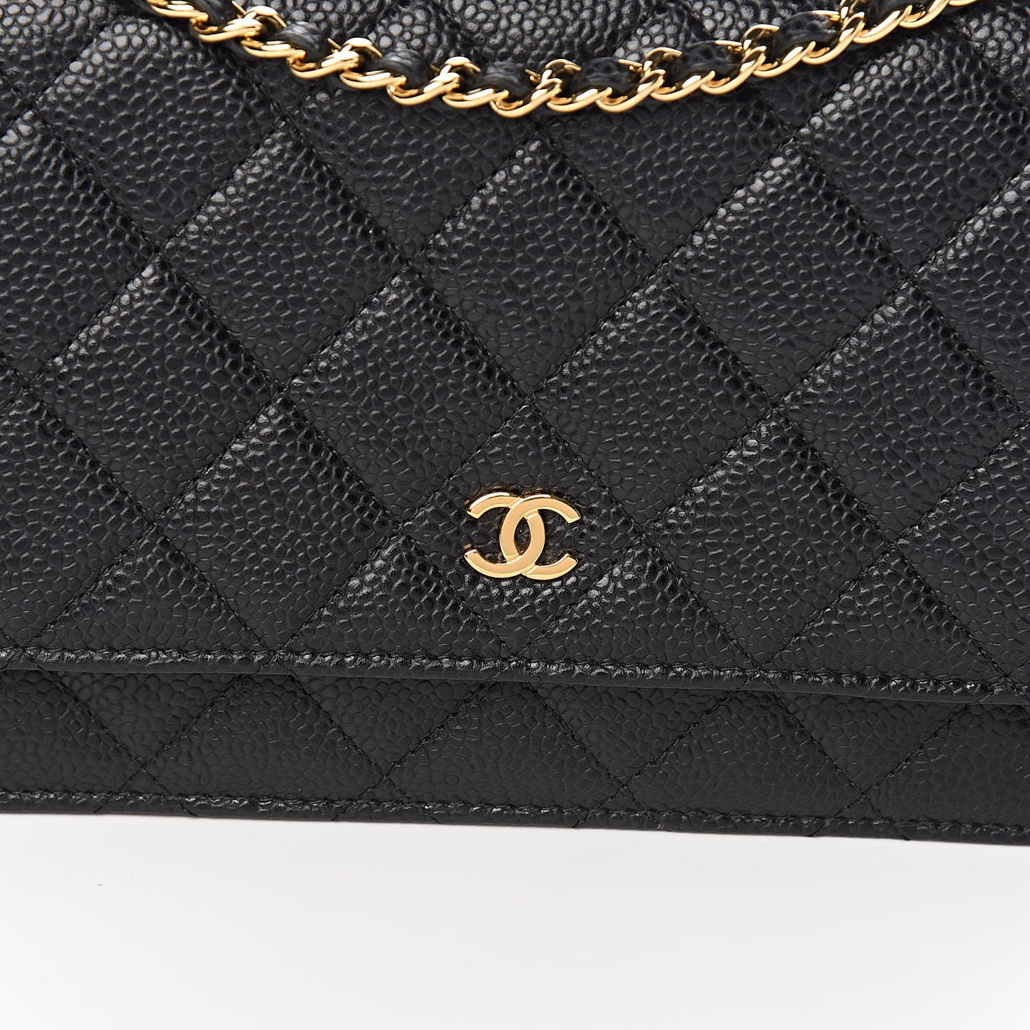 Caviar Quilted Wallet On Chain WOC Black
