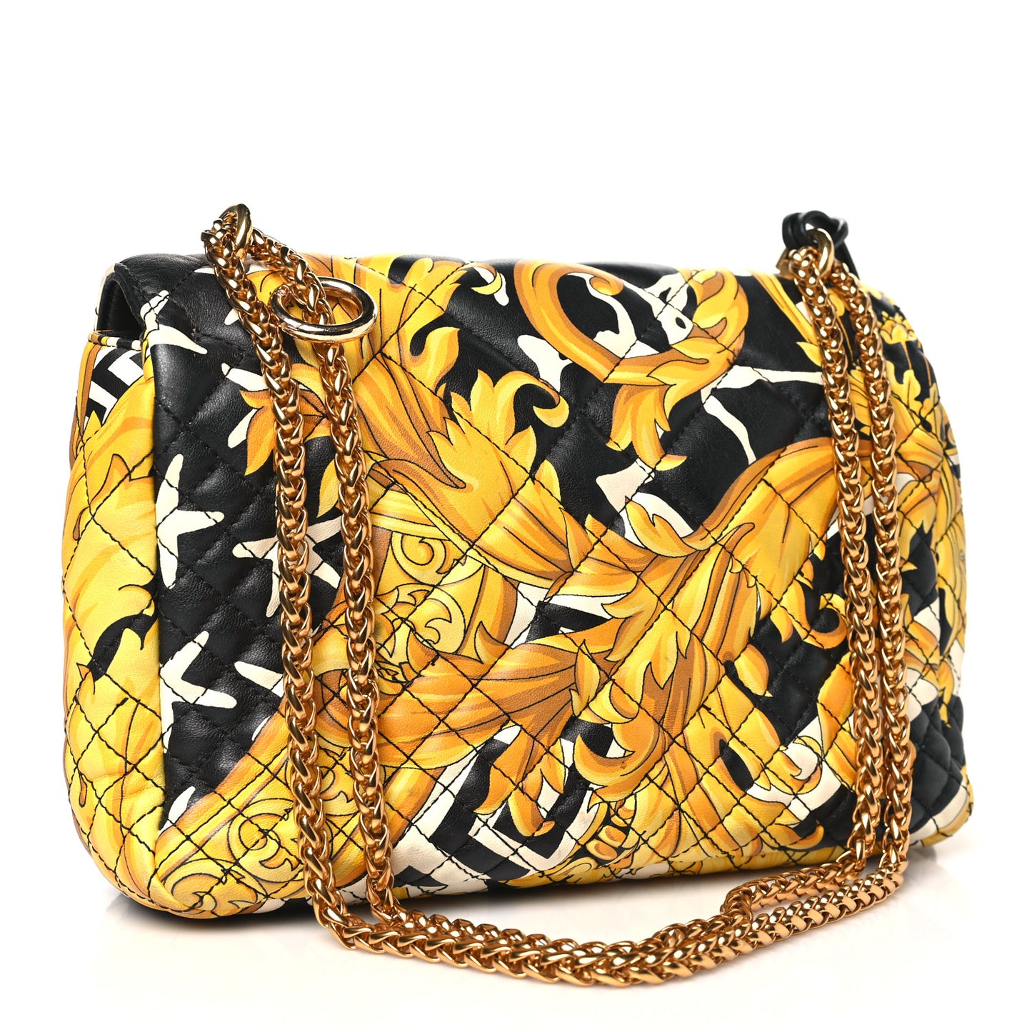 Nappa Barocco Printed Icon Shoulder Bag Black Gold