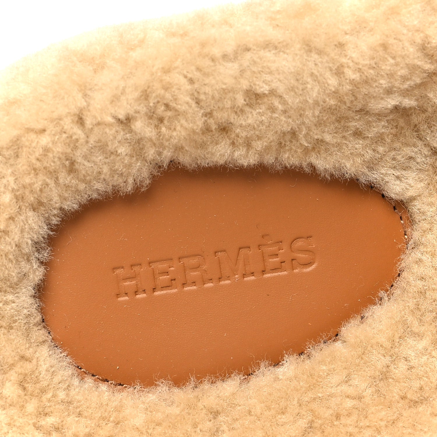 Hermes Suede Goatskin Woolskin Womens Chypre Sandals 39 Golden Beige 8 of 10