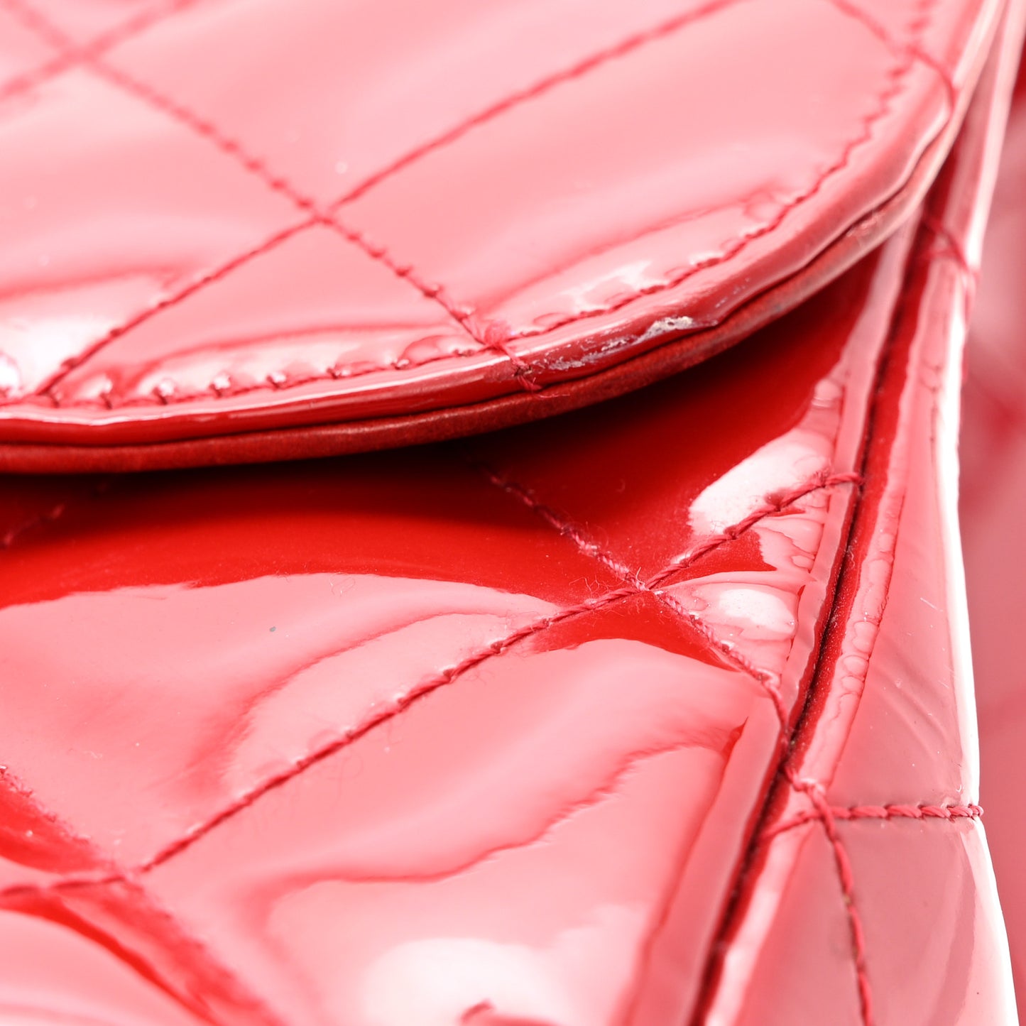 Patent Quilted Jumbo Single Flap Red