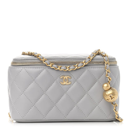 Chanel Lambskin Quilted Small Pearl Crush Vanity Case With Chain Grey 1 of 12