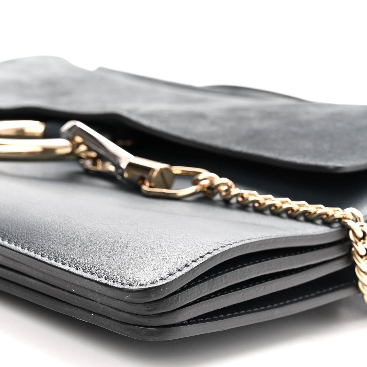 Chloe Suede Calfskin Medium Faye Shoulder Bag Silver Blue 9 of 9