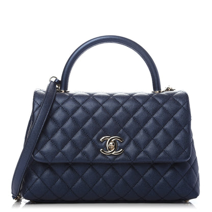 Chanel Iridescent Caviar Quilted Small Coco Handle Flap Dark Blue 1 of 10