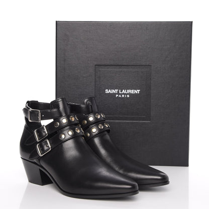 Saint Laurent Calfskin Rock Rivet Stud Booties 36.5 Black 9 of 9