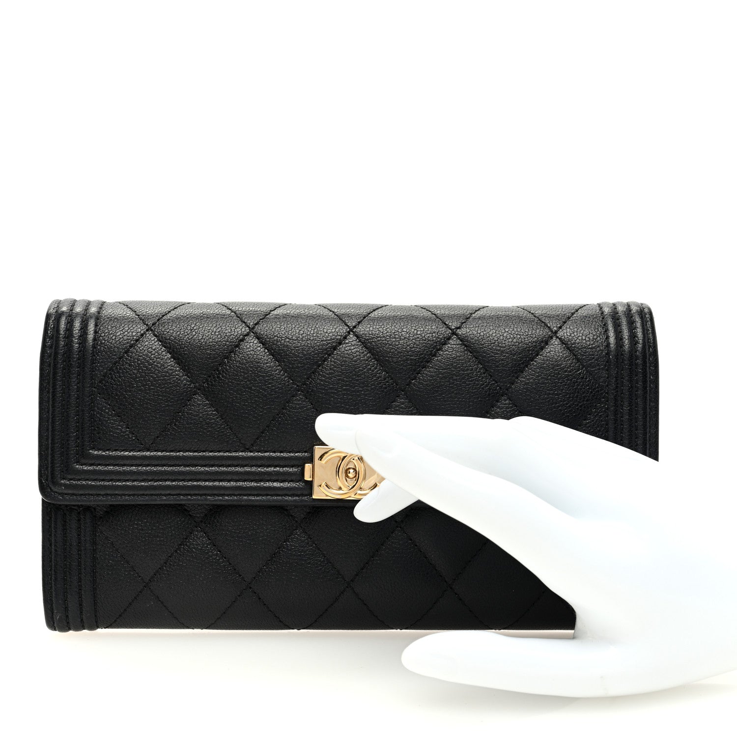 Chanel Caviar Quilted Long Boy Flap Wallet Black 2 of 7