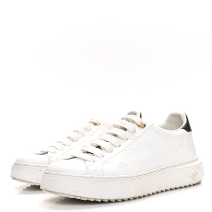 Louis Vuitton Lambskin Embossed Monogram Time Out Sneakers 39 White 4 of 13
