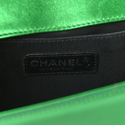 Chanel Metallic Patent Calfskin Quilted Medium Boy Flap Green 6 of 13