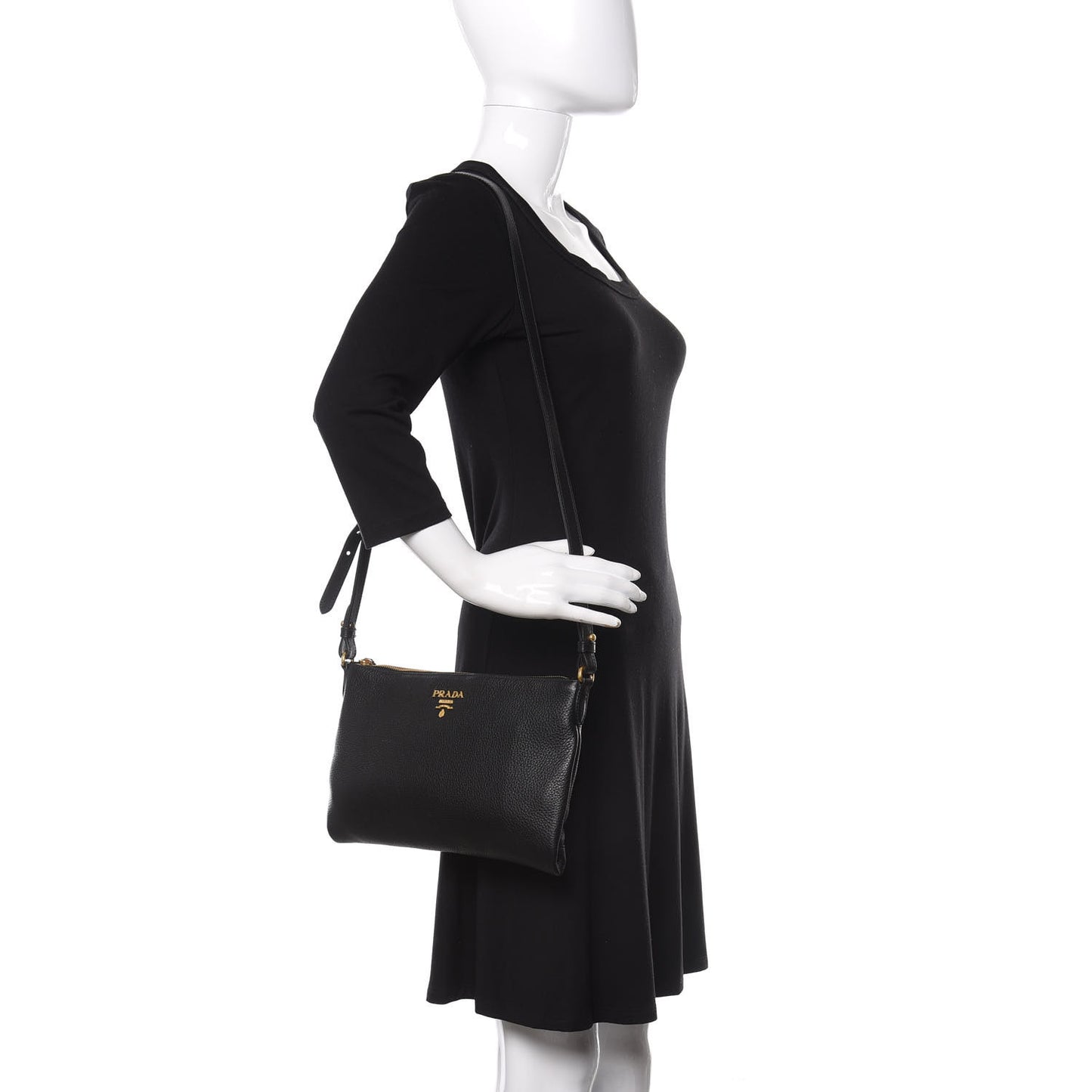Vitello Daino Crossbody Bag Black