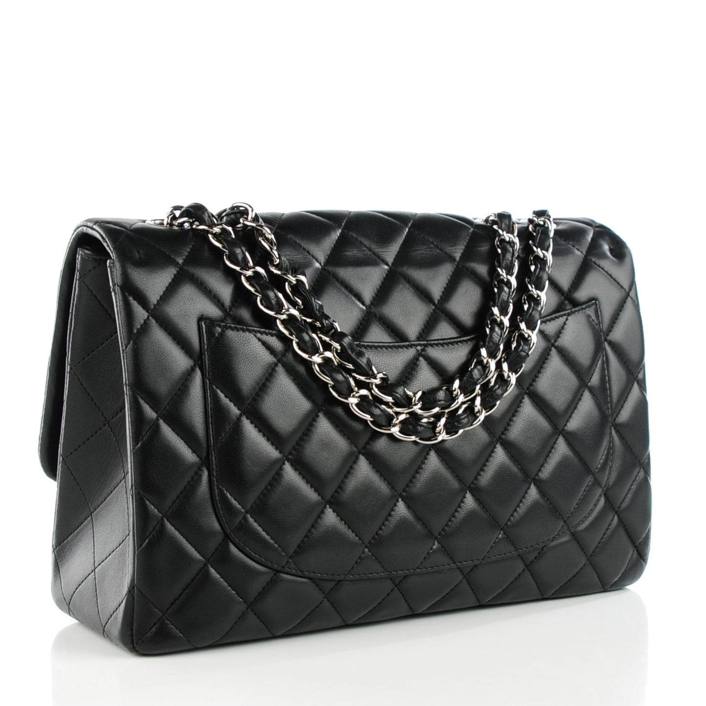Lambskin Quilted Jumbo Single Flap Black