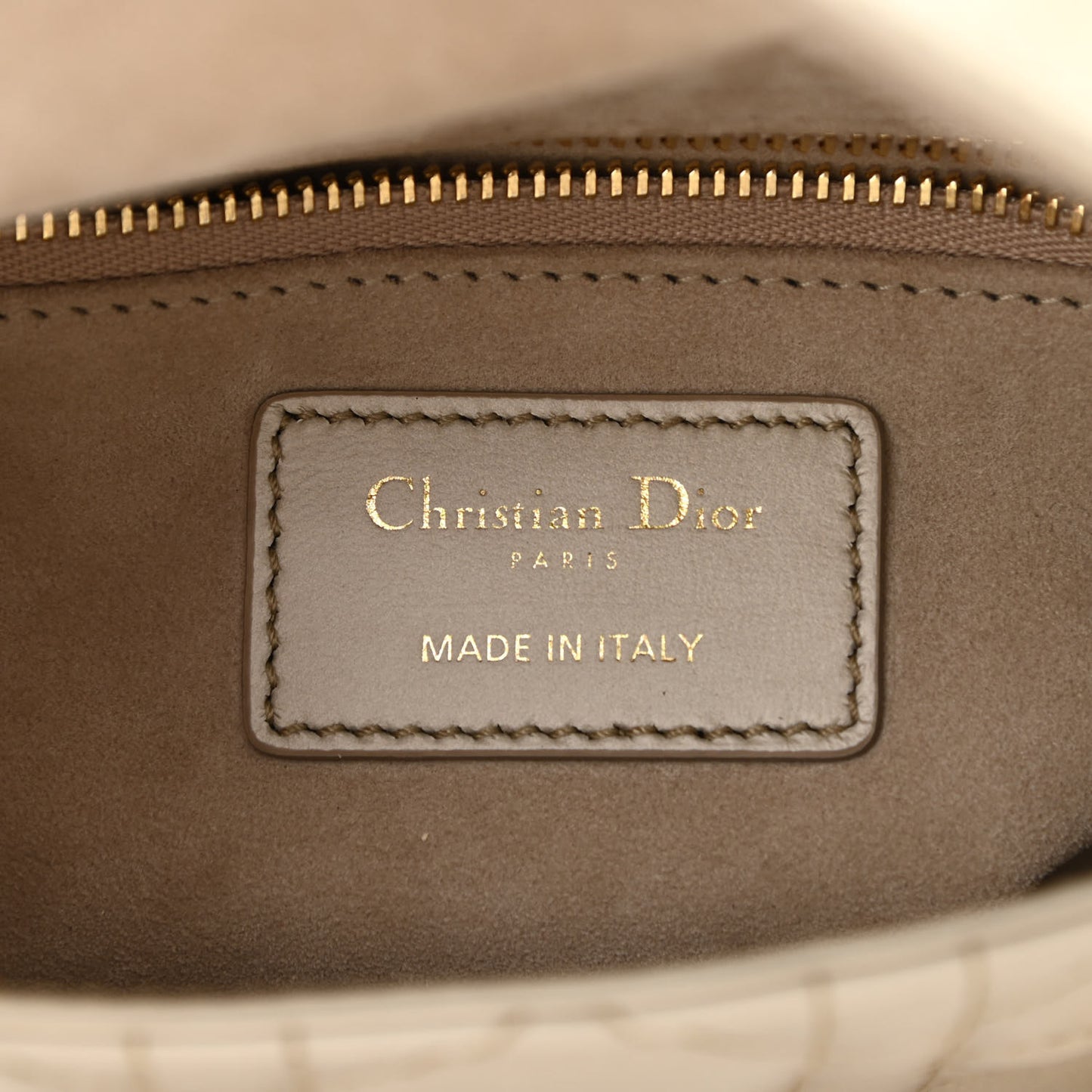 Metallic Lambskin Cannage Mini Lady Dior Gold