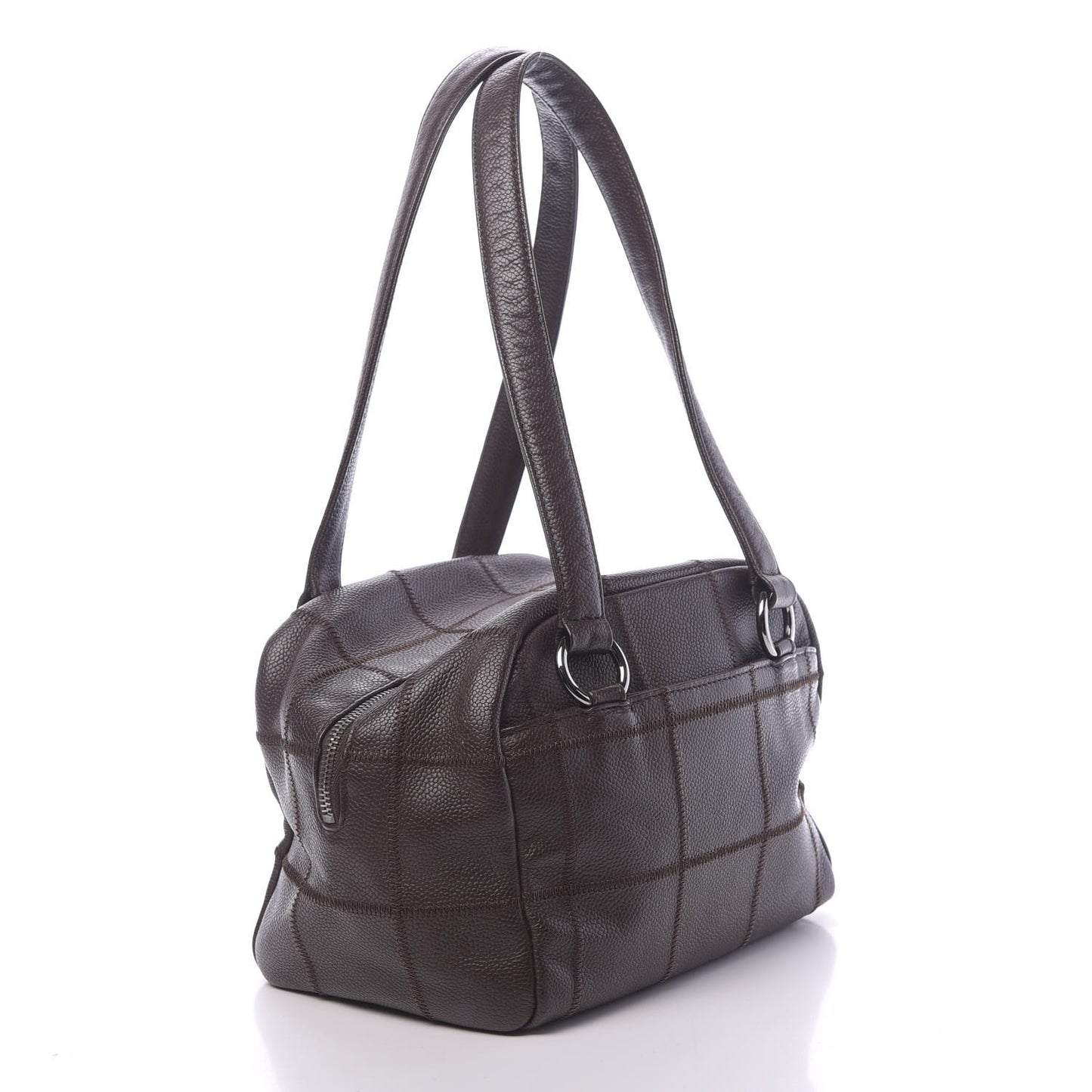 Caviar Square Stitched Bowler Dark Brown