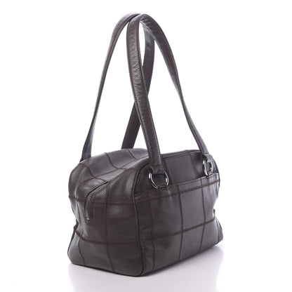 Chanel Caviar Square Stitched Bowler Dark Brown 3 of 10
