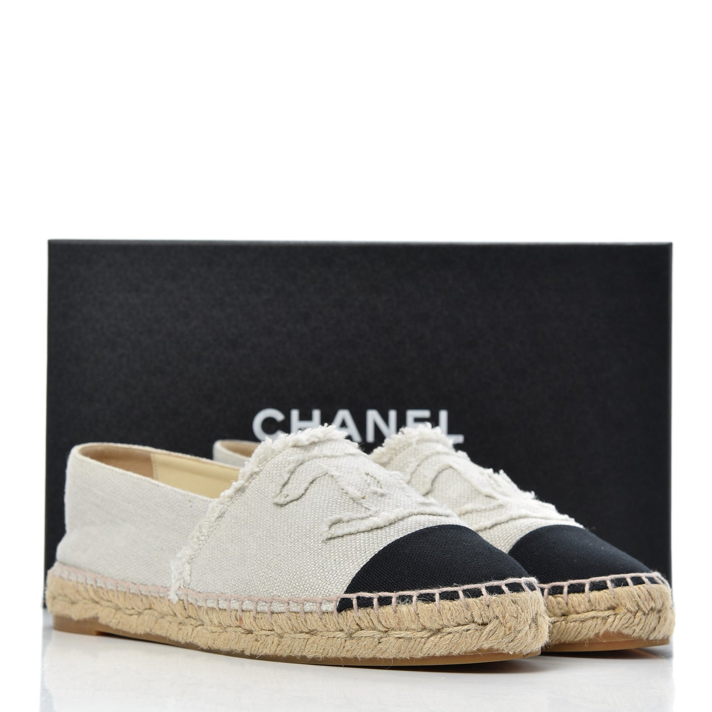 Linen CC Espadrilles 39 Beige Black