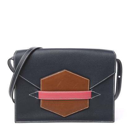 Hermes Evercolor Swift Faco Clutch Bleu de Malte Rose Tyrien Gold 1 of 10