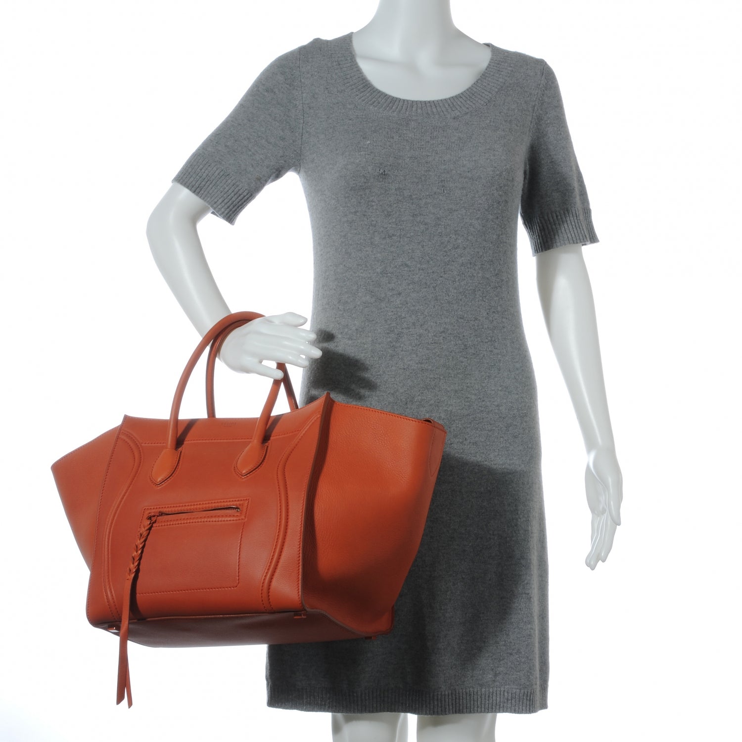 Celine Smooth Calfskin Medium Phantom Luggage Bag Orange 2 of 9