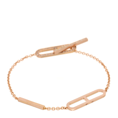 Hermes 18K Rose Gold Diamond PM Ever Chaine D'Ancre Bracelet ST 2 of 3