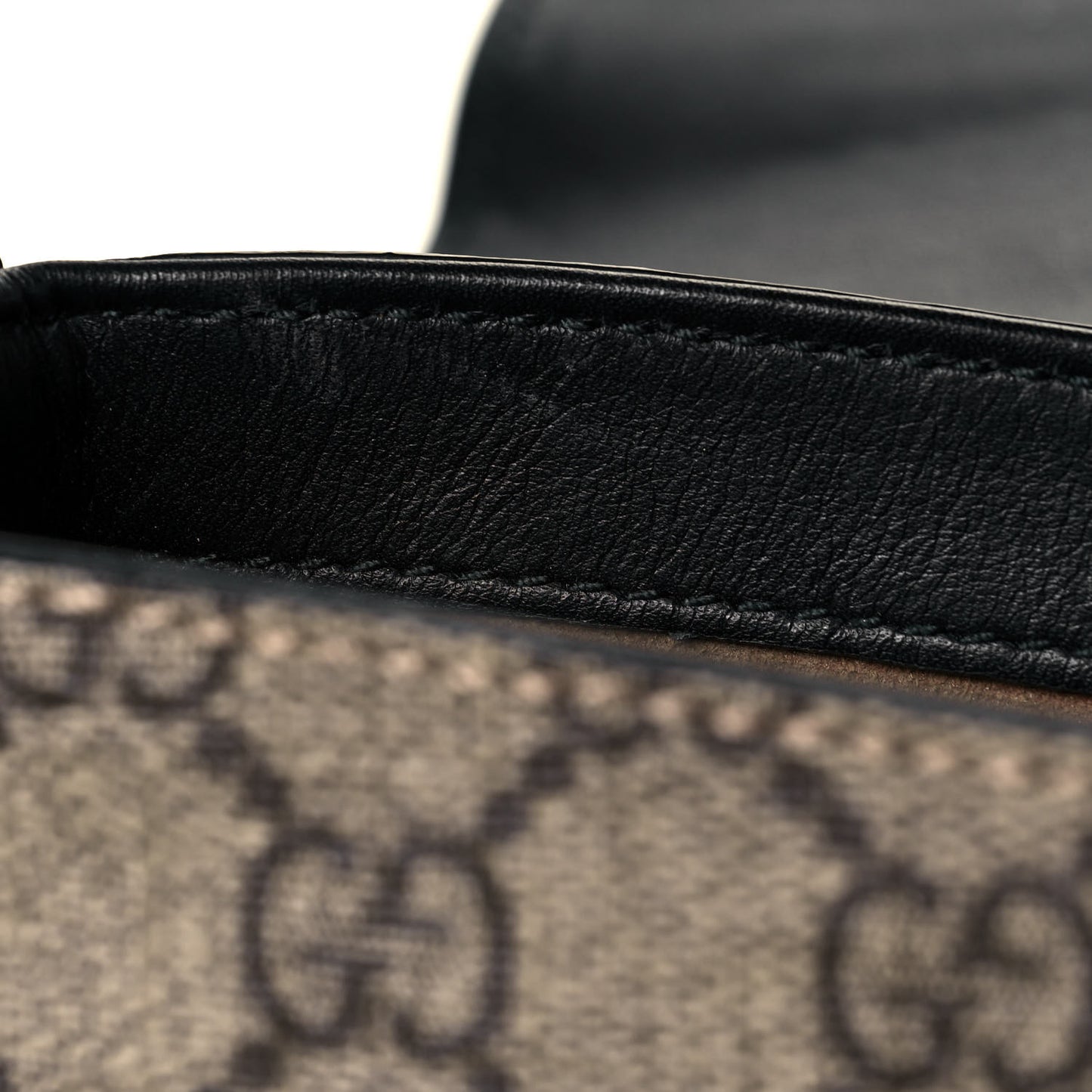 GG Supreme Monogram Web Medium Padlock Messenger Shoulder Bag Black