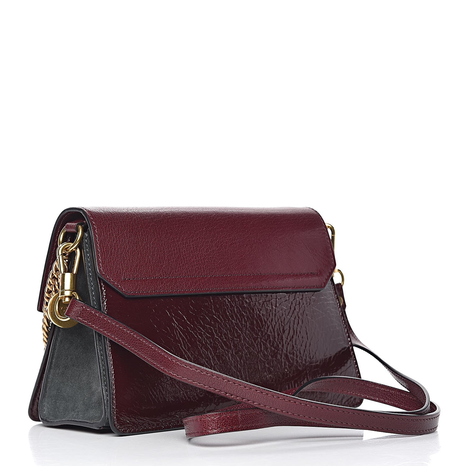 Givenchy Crinkled Patent Deerskin Suede Small GV3 Shoulder Bag Aubergine Graphite 3 of 12