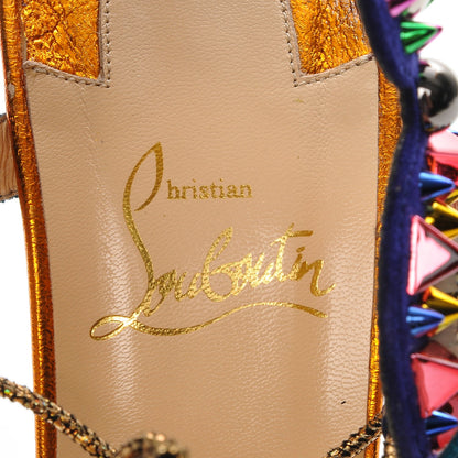 Christian Louboutin Suede Lame Studded Kaleikita 100 Sandals 39 Version Gold 7 of 7