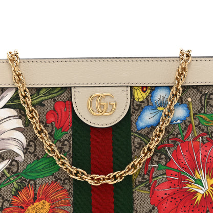 Gucci GG Supreme Monogram Flora Web Small Ophidia Chain Shoulder Bag White 9 of 12
